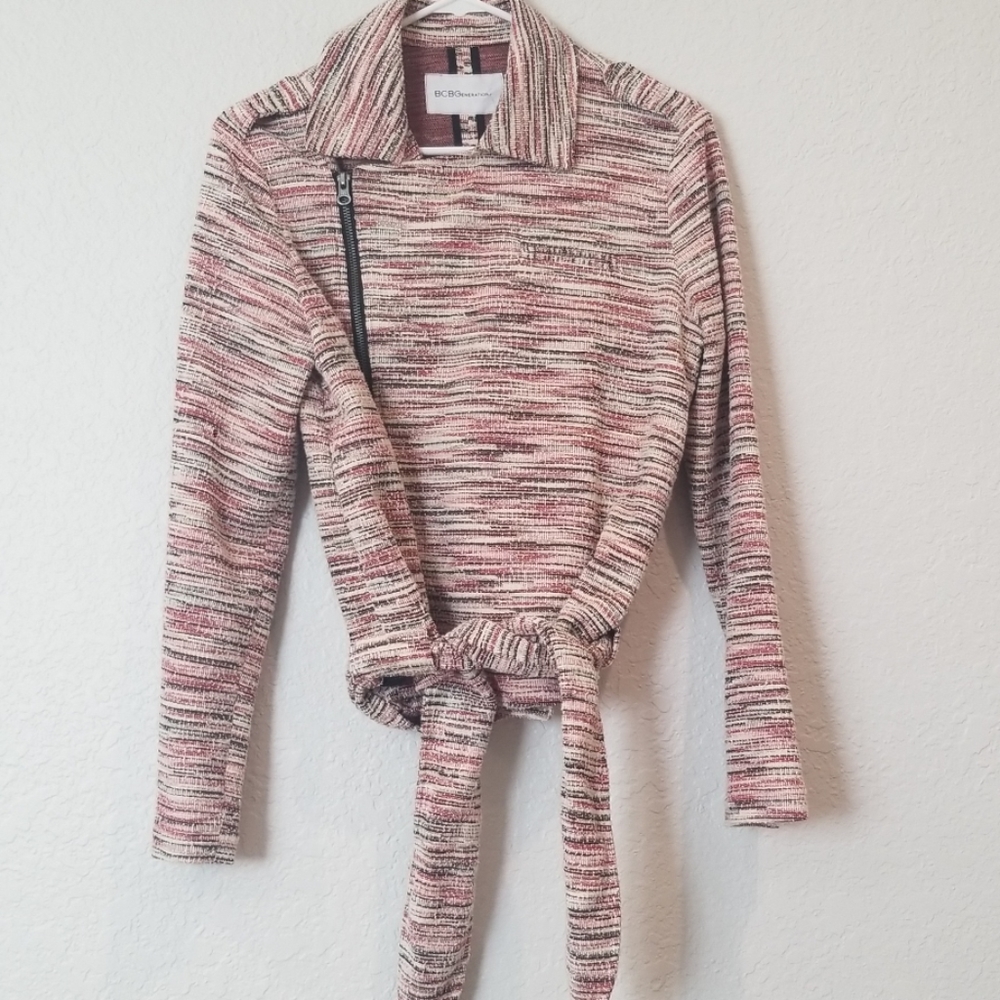 BCBG Jacket- Moto, Red- multi